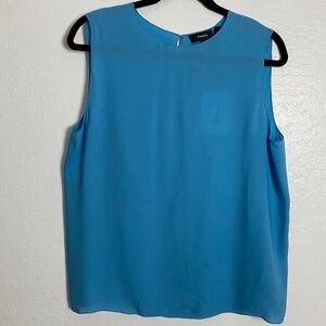 Theory Continuous Shell Neon Blue Double Ggt Silk Blouse NWT L